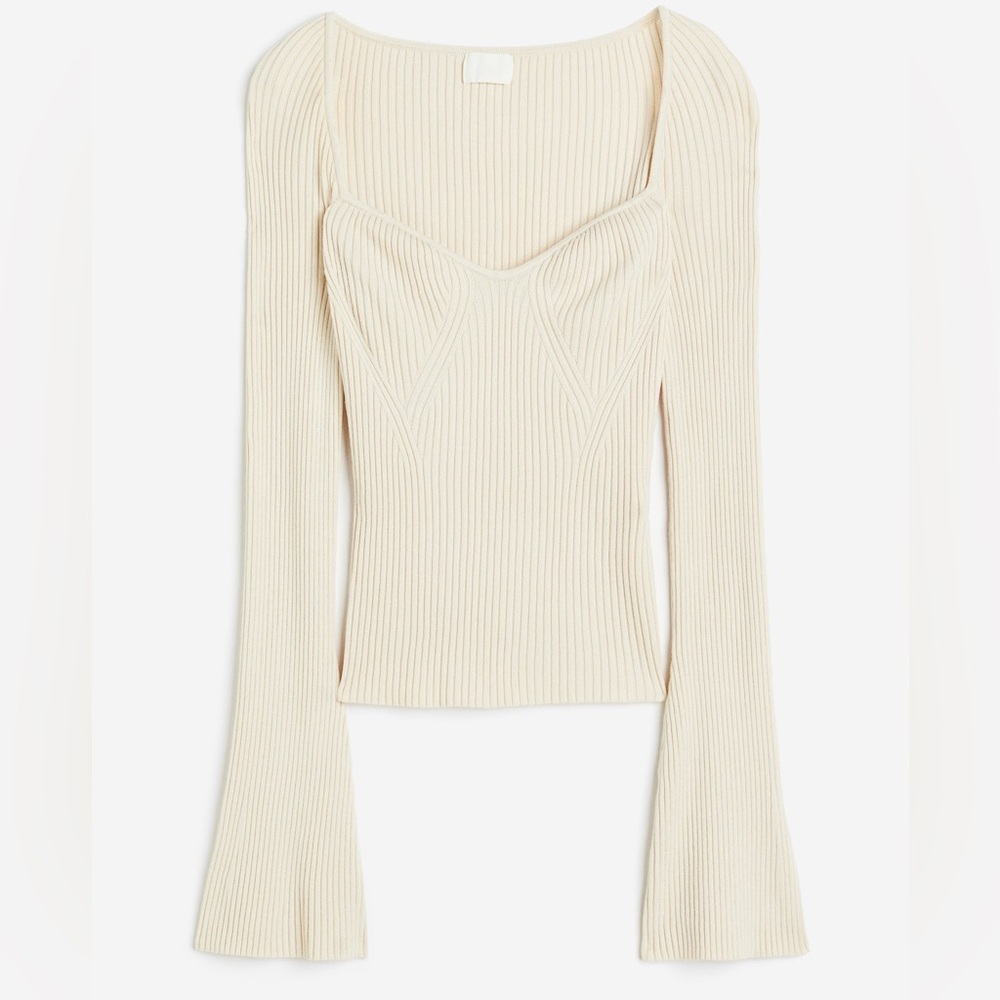 H&M Rib Knit Sweater in Light Beige Brand New with Tags Size Small